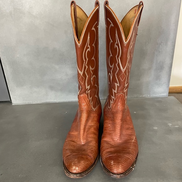 Bottes vintage Tony Lama en lézard : style western noir (9,5 D